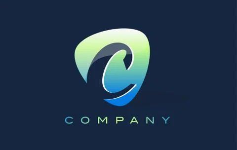 C Letter Logo. Oval Shape Modern Design Stock Illustration