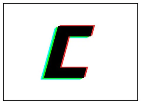 C letter logo, vector desing font .Dynamic, split-color, shadow of  number re Stock Illustration