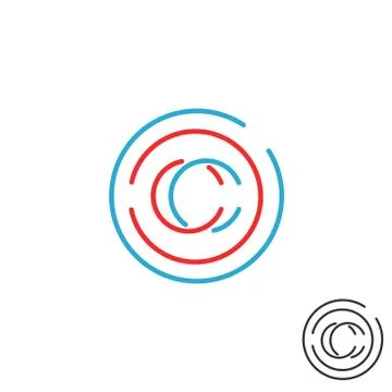 C letter monogram logo circle intersection line icon, mockup business card em 스톡 일러스트