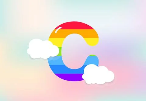 C Letter Rainbow patterns design, abstract rainbow letter for kids, love, f.. Stock Illustration