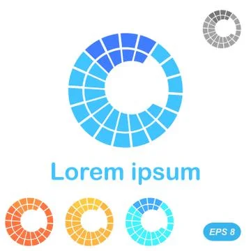 C letter segment logo template with color variations Stock Illustration