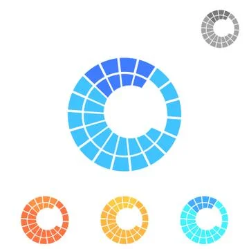 C letter segment logo template with color variations Stock Illustration