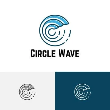 C Letter Shape Circle Wave Sea Ocean Line Logo Stock Illustration