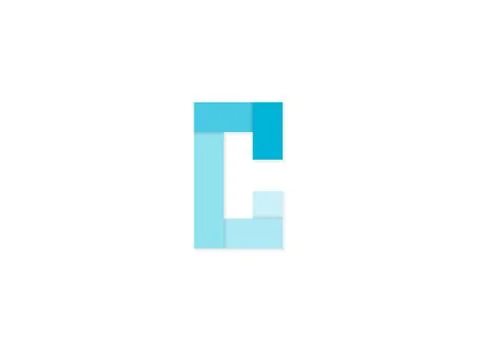 C letter, vector logo, paper cut desing font made of blue color tones .Isolat Stock Illustration