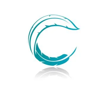 C logo letter based feather icon Stock Illustration