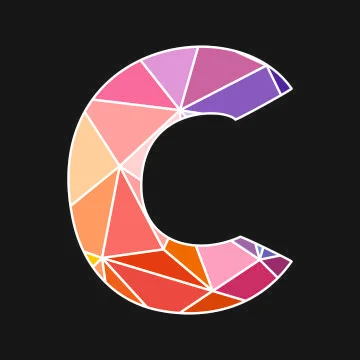 C low poly alphabet vector letter isolated on black background Stock Illustration