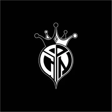 C N circle monogram logo emblem style with clown crown shape vector decoratio Stockillustratie