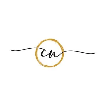 C N Initial Script Letter Beauty Logo Template Stock Illustration