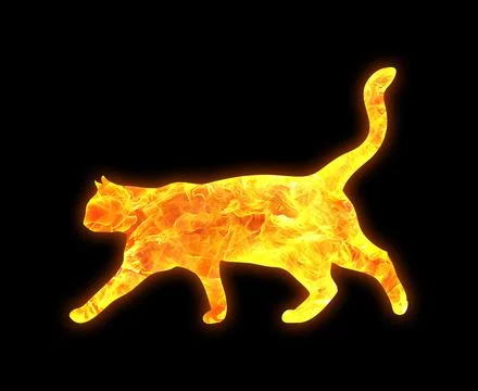 C outline with a bright fire pattern isolated on a black background Stock Photos