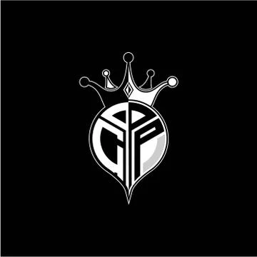 C P circle monogram logo emblem style with clown crown shape vector decoratio Stock Illustration