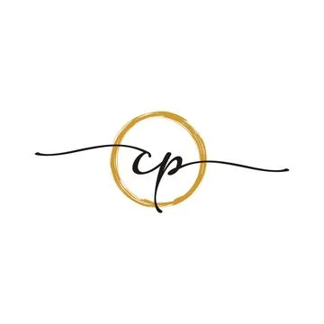 C P Initial Script Letter Beauty Logo Template 스톡 일러스트