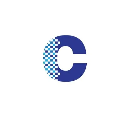 C Pixel Bit Alphabet Logo Design Concept Stock Illustration