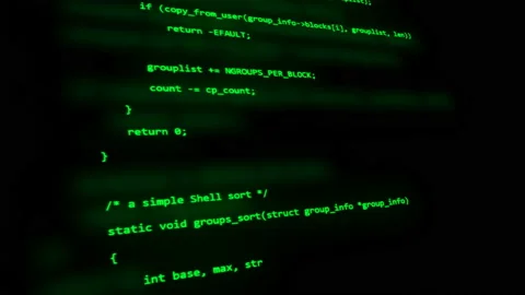 C++ programming code that works on the computer screen Stock Footage 86535343