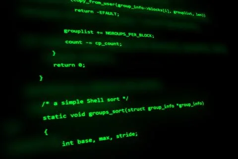 C programming code that works on the computer screen 3d illustration Stock Illustration