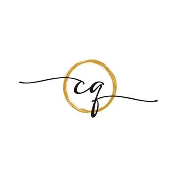 C Q Initial Script Letter Beauty Logo Template Stock Illustration