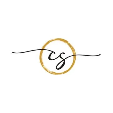 C S Initial Script Letter Beauty Logo Template Stock Illustration