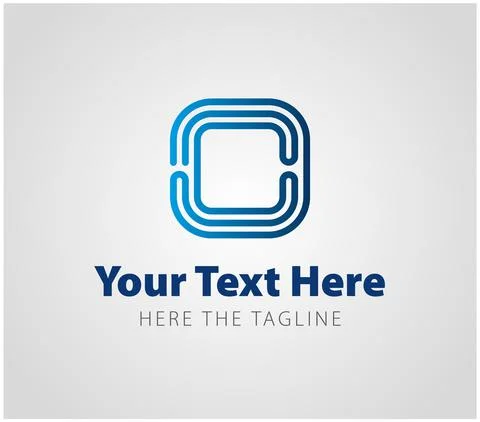 C-shaped logo made of one line. Square maze or labyrinth logo. Ready logo Stock Illustration