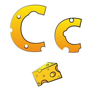 C, swiss vector Alphabet made of Cheese Stock Illustration