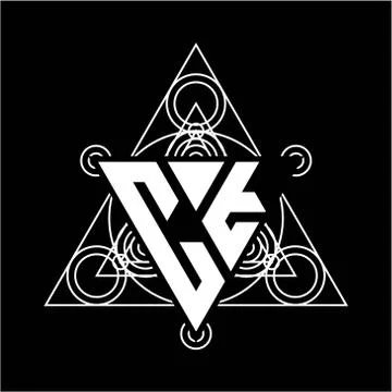 C T Monogram letter logo with triangle shape design template with sacred geom Stock Illustration