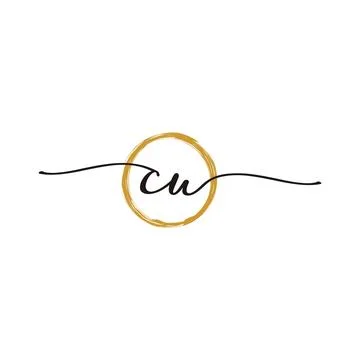 C U Initial Script Letter Beauty Logo Template Stock Illustration
