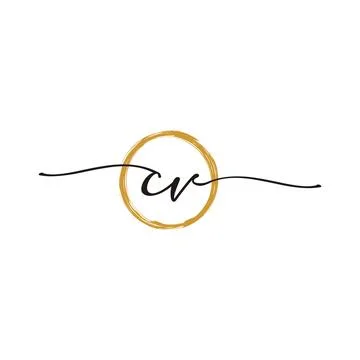 C V Initial Script Letter Beauty Logo Template Stock Illustration