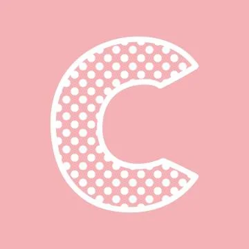 C vector alphabet letter with white polka dots on pink background Stock Illustration