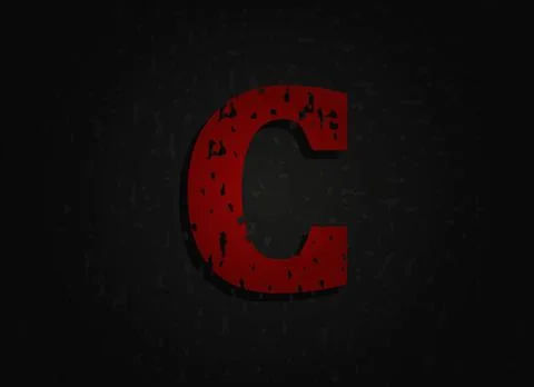 C vector letter made of grunge texture. Insane Fear brutal font. Wicked night Illustrazione stock