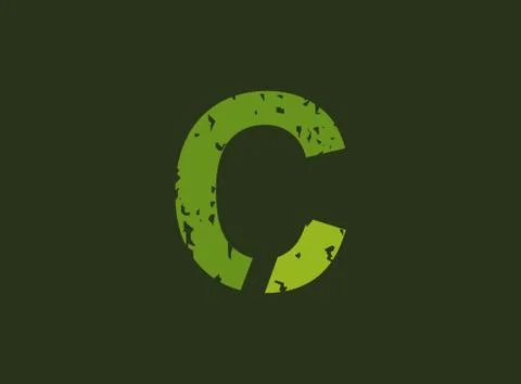 C vector letter made of grungy, grunge texture. Rubber stamp imprint style. F Stock Illustration