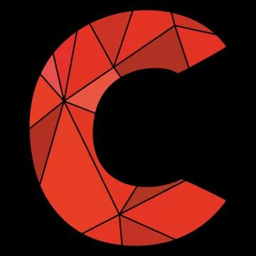 C vector red alphabet letter isolated on black background Stock Illustration