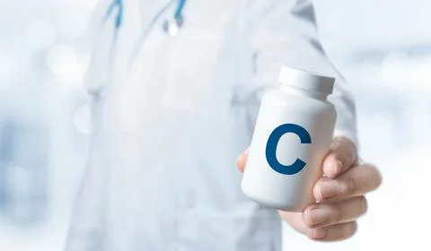 C vitamin, C supplements for human health. Doctor recommends taking Vitamin C Stock Photos