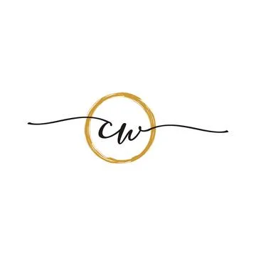 C W Initial Script Letter Beauty Logo Template 스톡 일러스트