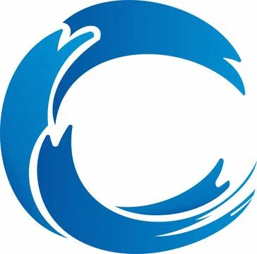 C with water splash logo design Stock Illustration