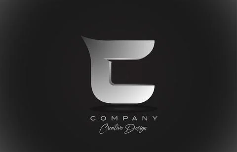 C white gradient alphabet letter logo icon with black background. Creative de Stock Illustration