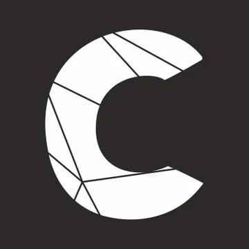 C white vector alphabet letter isolated on black background Stock Illustration