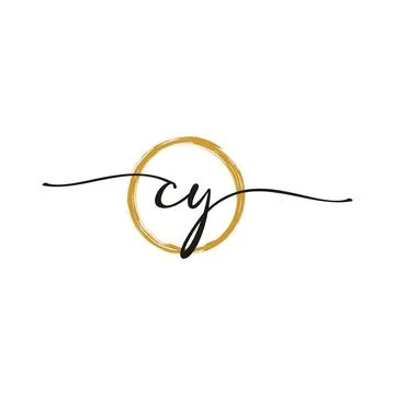 C Y Initial Script Letter Beauty Logo Template 스톡 일러스트