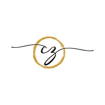 C Z Initial Script Letter Beauty Logo Template 스톡 일러스트