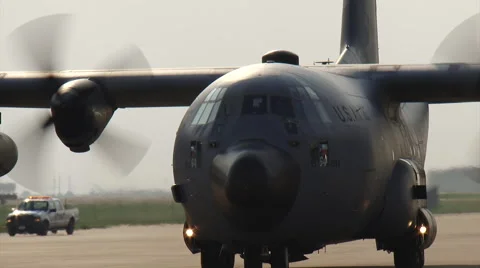 C130 on Tarmac Stock Footage 50651989