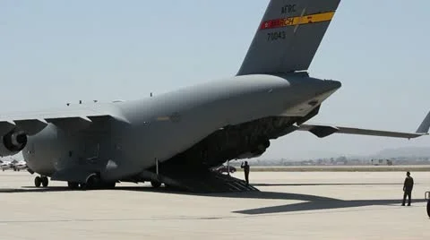 C17 Offloading Hummers Stock Footage 11138525