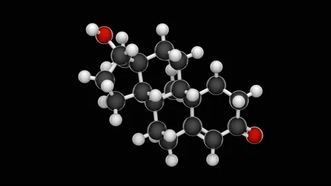 C19H28O2 Testosterone. 3D render. RGB + Alpha (Transparent) channel. Stock Footage 147931066