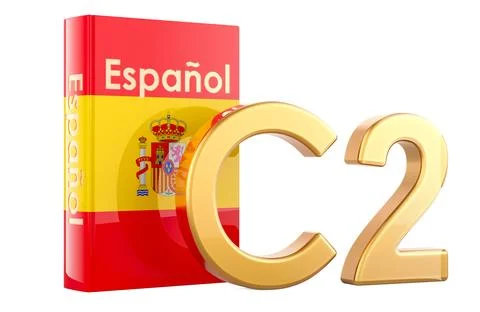 C2 Spanish level, concept. C2 Proficiency. 3D rendering Illustrazione stock