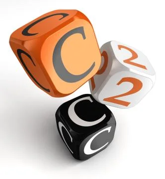 C2c orange black dice blocks Stock Illustration