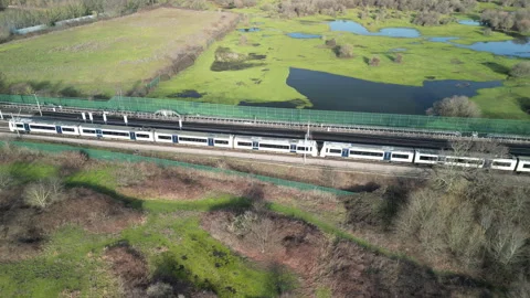 C2C Train From The Air Drone  Video Over East London Stock Footage 263346050