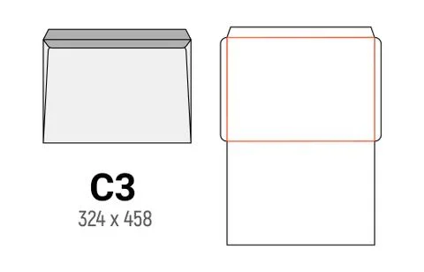 C3 envelope mockup a3 white template cut size Stock Illustration