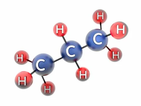 C3H8. Propane. Gas. 3d model. Isolated on white. Stock Illustration