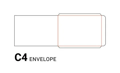 C4 envelope mockup a4 white template cut size Stock Illustration