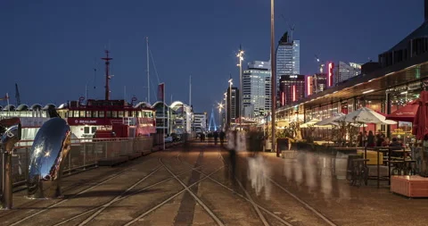 C4K Hyperlapse through pier &amp; restaurants Stock Footage 136590667