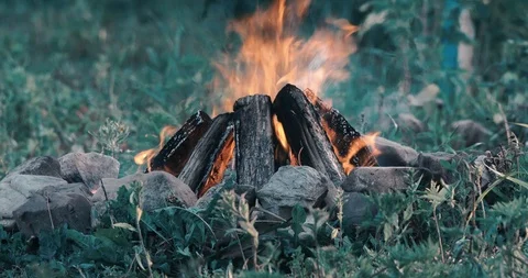 C4K shot of the burning campfire 스톡 동영상 115013461