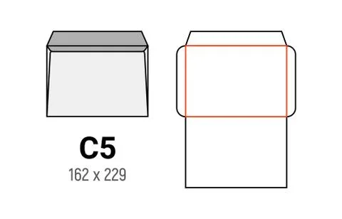 C5 envelope mockup a5 white template cut size Stock Illustration