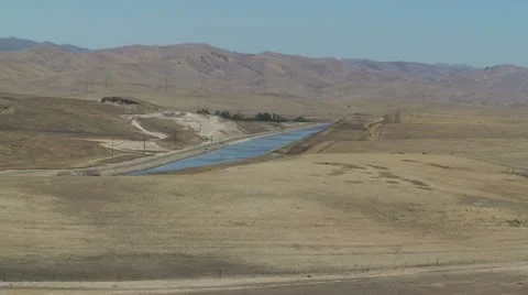 CA Central Valley Aquaduct LS to Z-In Stock Footage 10736880