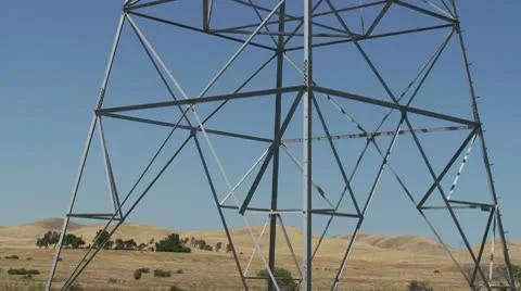 CA Central Valley Hydro Electric Power lines Stock Footage 10737567